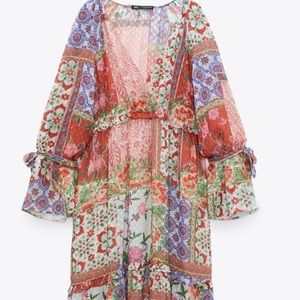 Zara Paisley Printed Swiss Dot Dress